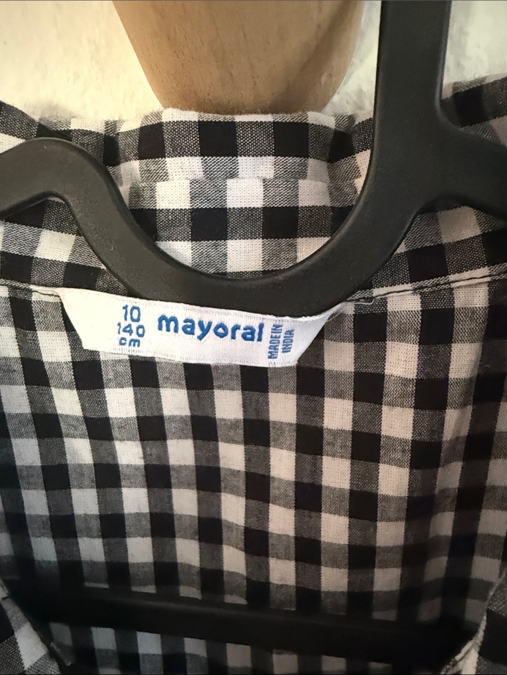 Mayoral Black and White Gingham Button-Down Dress - Picture 2 of 3